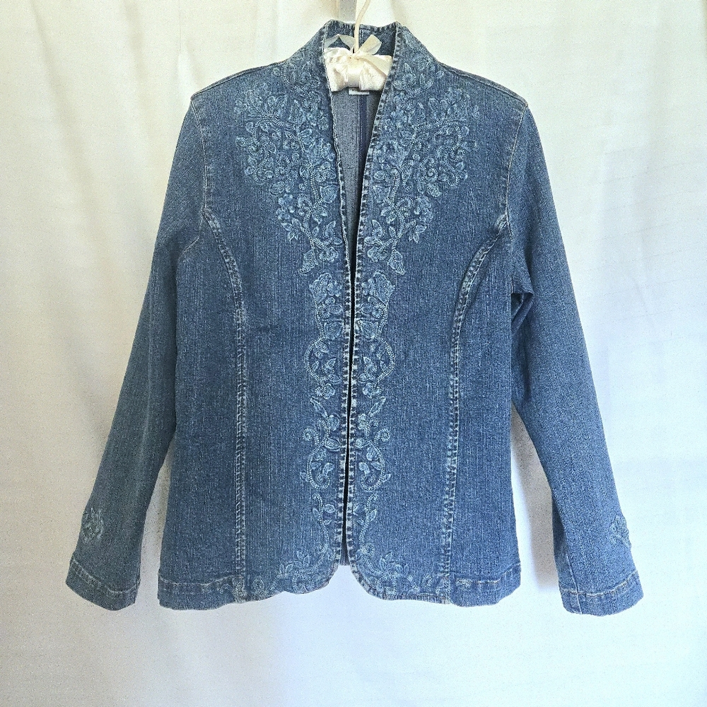 ( Bestow ) Embroidered Denim Western Jacket / Blazer